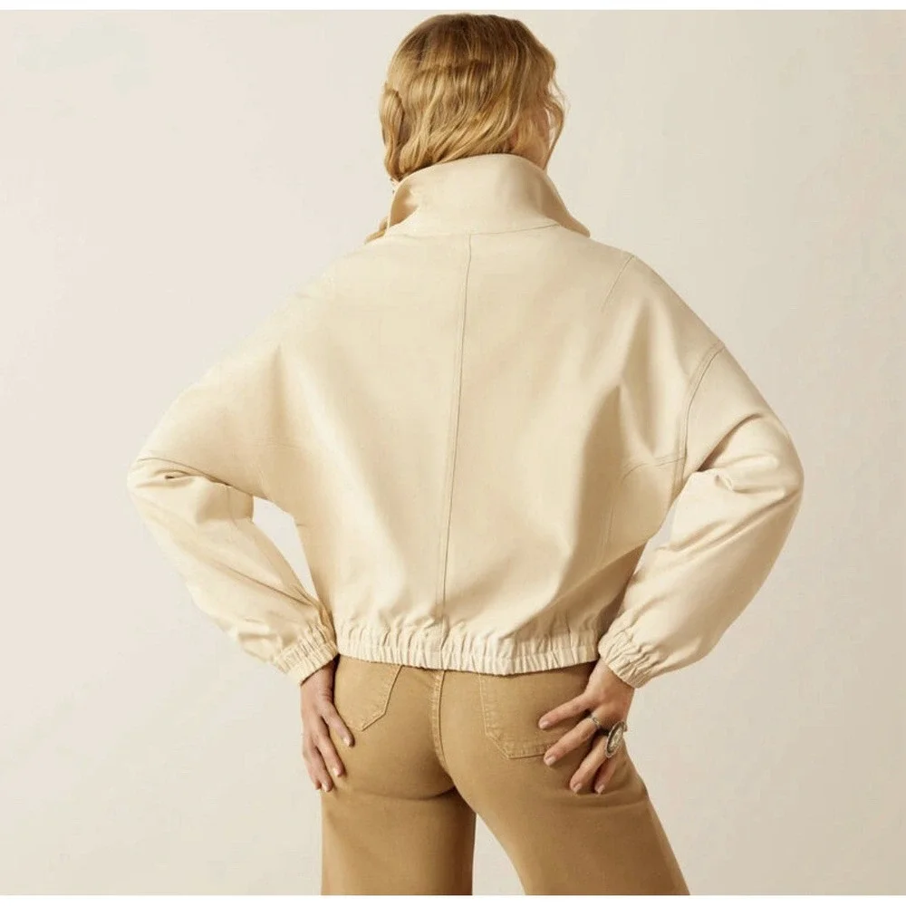 Ariat Robyn Jacket Women's Small Beige Boxy Fit Oversized Western Barn Style - Picture 2 of 11